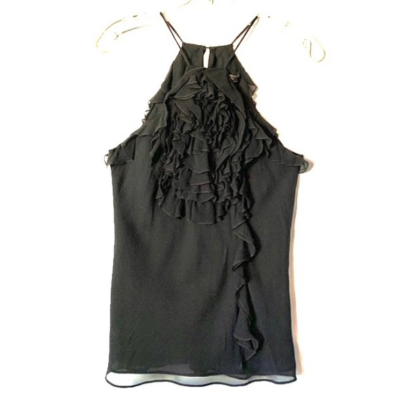 BCBG Maxazria Ruffle Halter Neck  Top Black XSmall - Picture 1 of 12